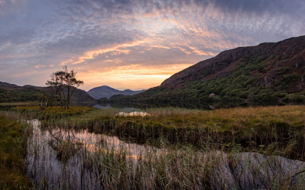 Llyn Dinas Sunset at Llyn Dinas, Snowdonia, Wales — fine art landscape photography print by Liam Hancox