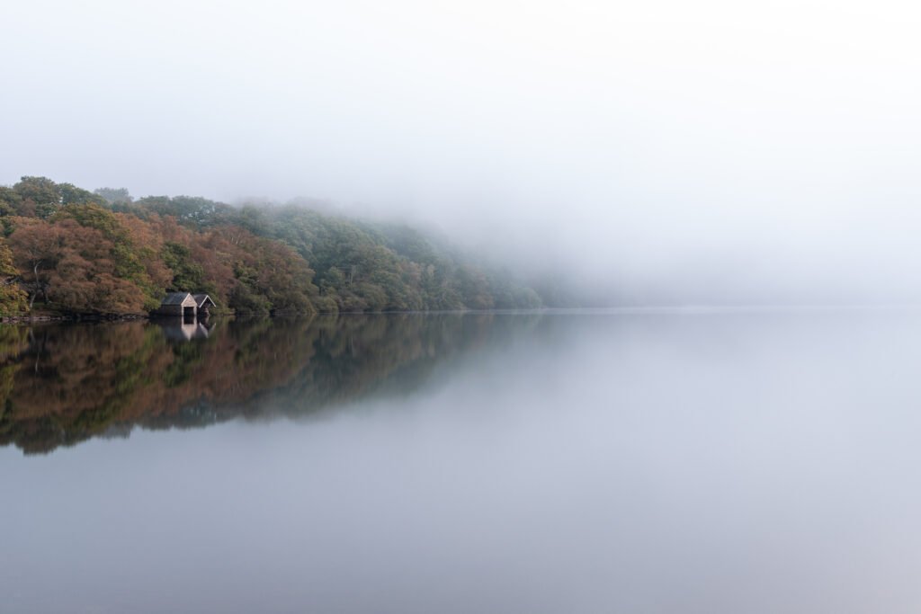 Misty Llyn Dinas at Llyn Dinas, Snowdonia, Wales — fine art landscape photography print by Liam Hancox